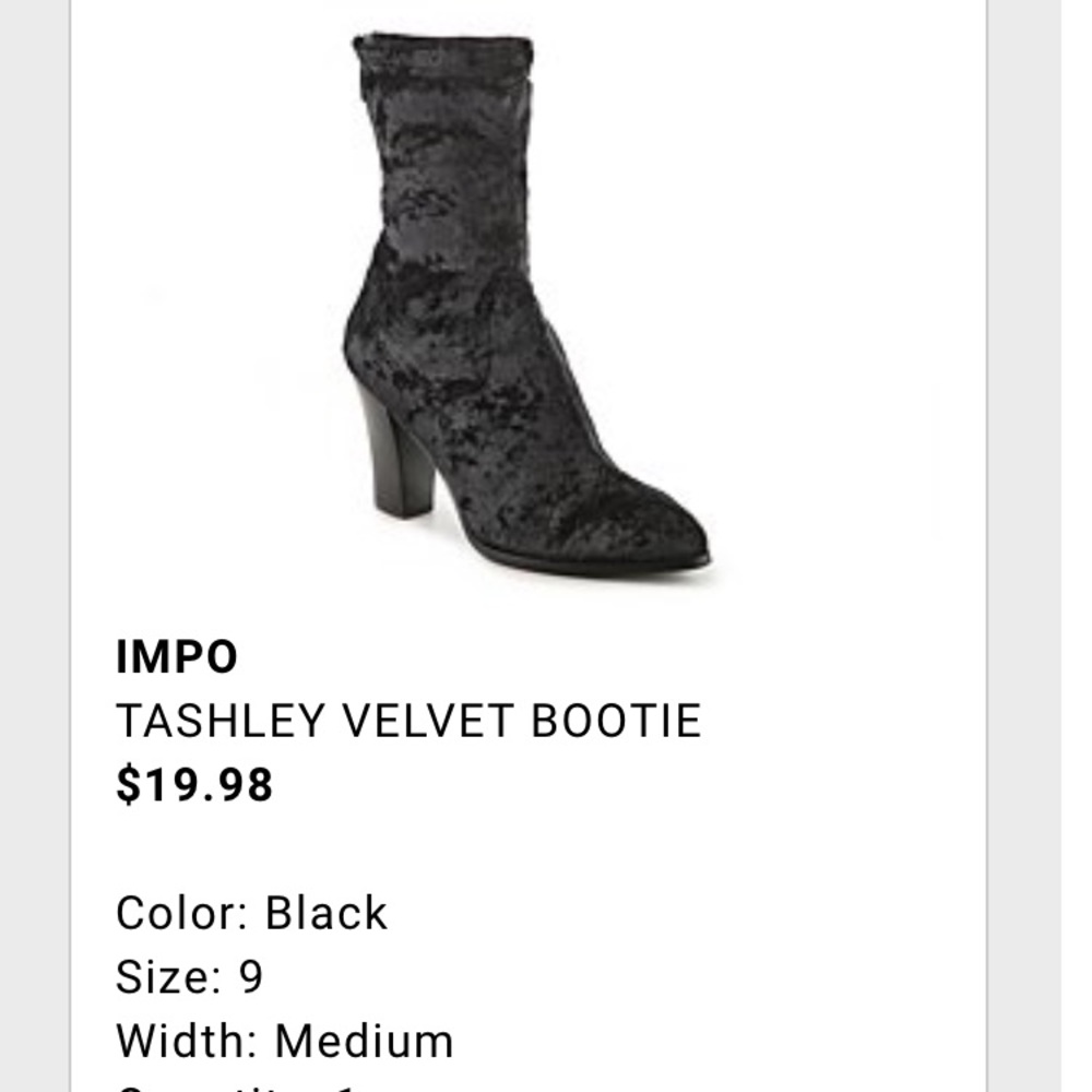 Tashley velvet bootie from dsw
